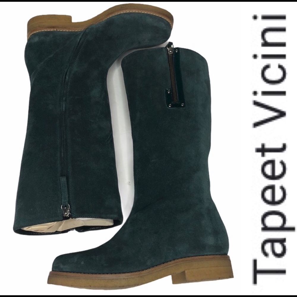 FINAL PRICE LAST CHANCE Tapeet by Vicini Turquoise Suede Leather Boots 38 - Picture 1 of 12